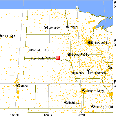 Pickstown, SD (57367) map from a distance