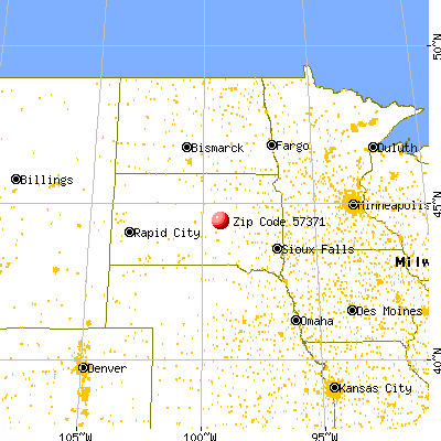 Ree Heights, SD (57371) map from a distance