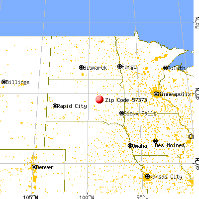 St. Lawrence, SD (57373) map from a distance