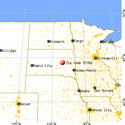 Wolsey, SD (57384) map from a distance