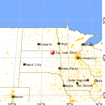 Claremont, SD (57432) map from a distance