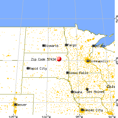 Conde, SD (57434) map from a distance