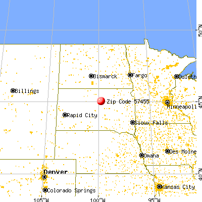 Lebanon, SD (57455) map from a distance