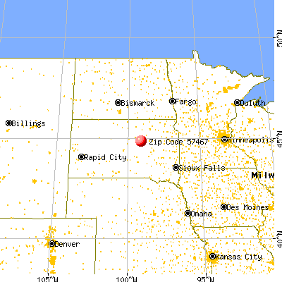 Orient, SD (57467) map from a distance