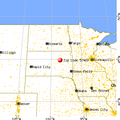 Redfield, SD (57469) map from a distance