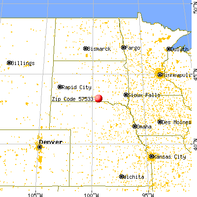 Gregory, SD (57533) map from a distance