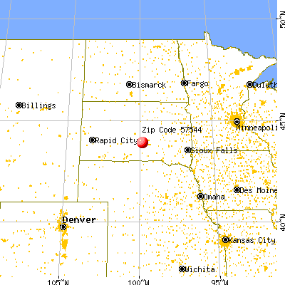 Kennebec, SD (57544) map from a distance