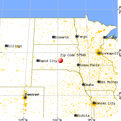 Lower Brule, SD (57548) map from a distance