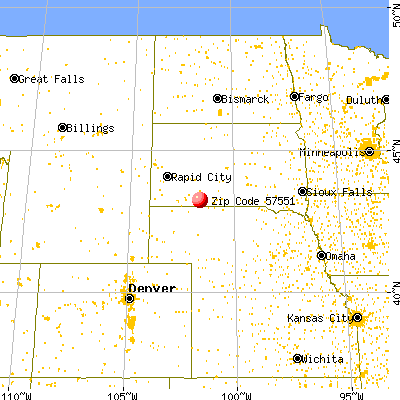 Martin, SD (57551) map from a distance