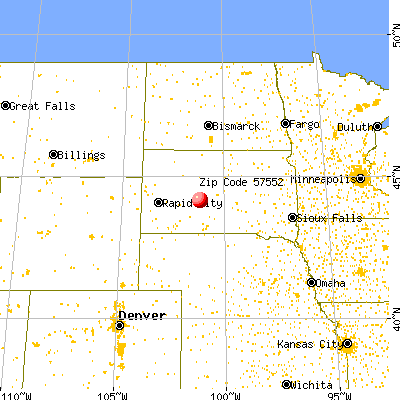 Midland, SD (57552) map from a distance