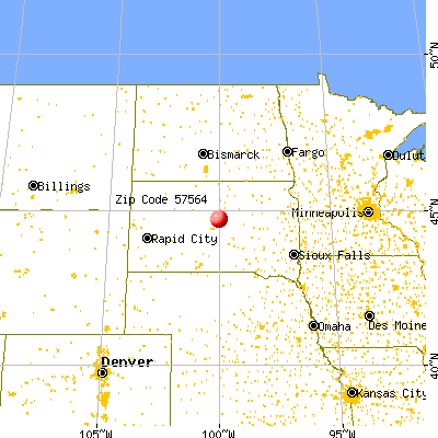 Onida, SD (57564) map from a distance