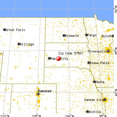 Philip, SD (57567) map from a distance