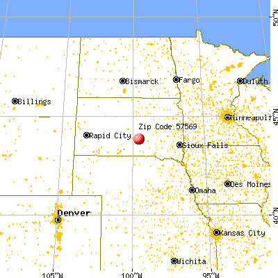 Reliance, SD (57569) map from a distance