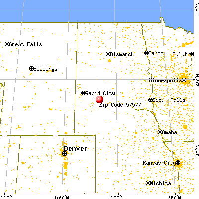 Wanblee, SD (57577) map from a distance