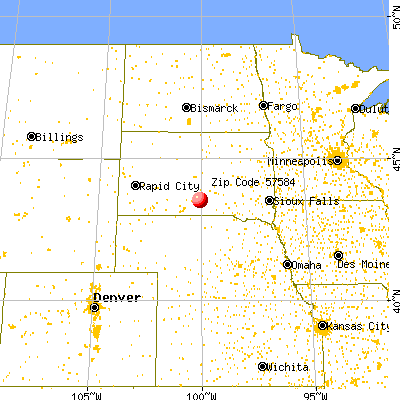 New Witten, SD (57584) map from a distance