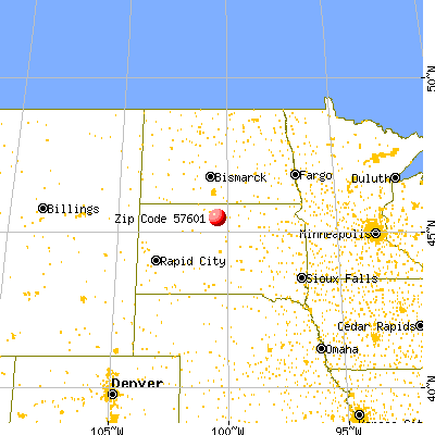 Mobridge, SD (57601) map from a distance