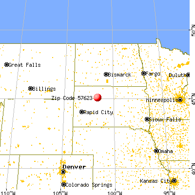 Dupree, SD (57623) map from a distance