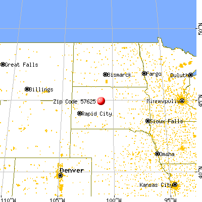 North Eagle Butte, SD (57625) map from a distance