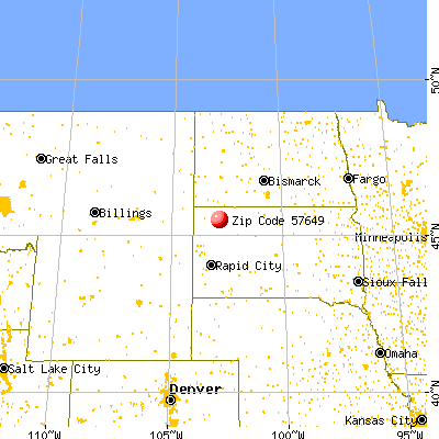 Prairie City, SD (57649) map from a distance