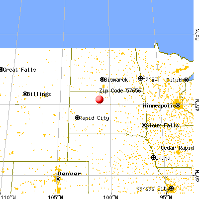 Timber Lake, SD (57656) map from a distance