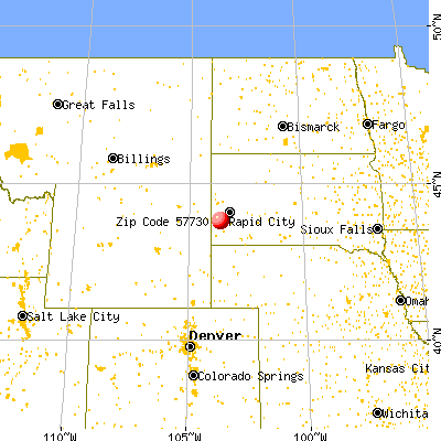 Custer, SD (57730) map from a distance