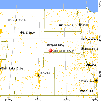 Oglala, SD (57764) map from a distance