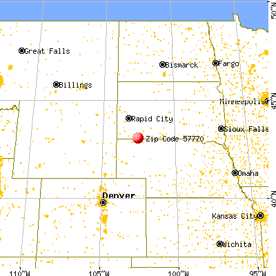 Pine Ridge, SD (57770) map from a distance