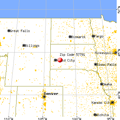 Wasta, SD (57791) map from a distance