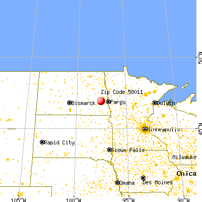 Buffalo, ND (58011) map from a distance