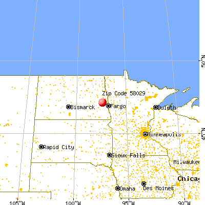 Erie, ND (58029) map from a distance