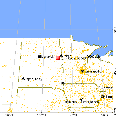 Sheldon, ND (58068) map from a distance