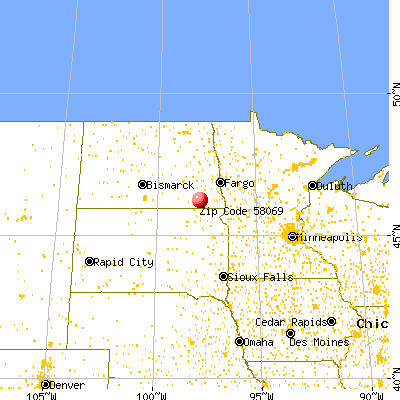 Gwinner, ND (58069) map from a distance