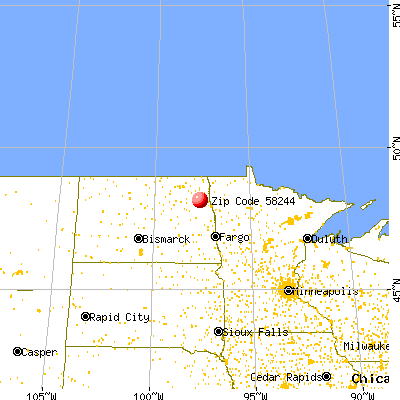 Inkster, ND (58244) map from a distance