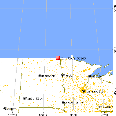 Neche, ND (58265) map from a distance