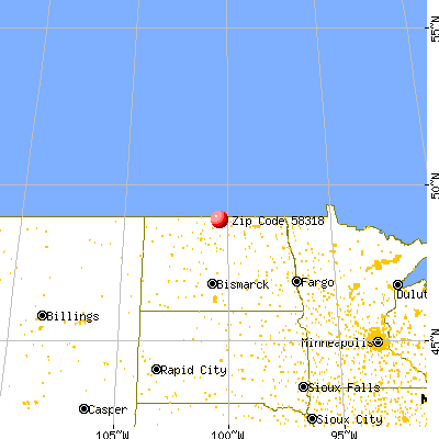 Bottineau, ND (58318) map from a distance