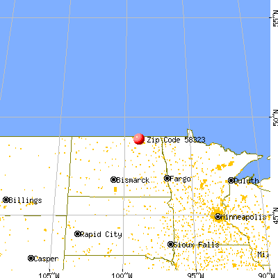Calvin, ND (58323) map from a distance