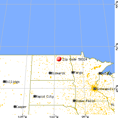 Cando, ND (58324) map from a distance