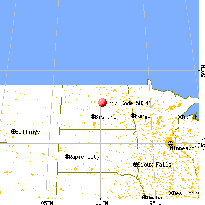 Harvey, ND (58341) map from a distance