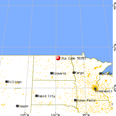 Mylo, ND (58353) map from a distance