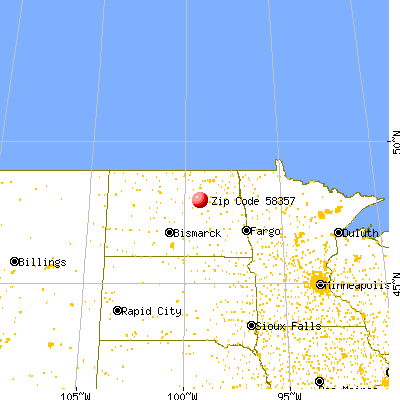 Oberon, ND (58357) map from a distance