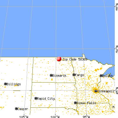 Perth, ND (58363) map from a distance