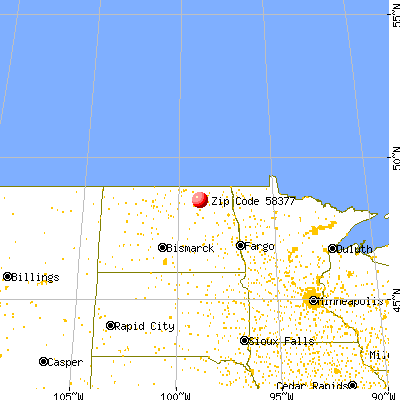 Starkweather, ND (58377) map from a distance