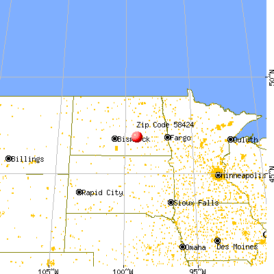 Cleveland, ND (58424) map from a distance
