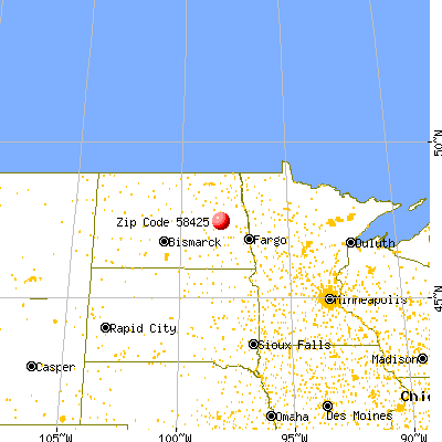 Cooperstown, ND (58425) map from a distance