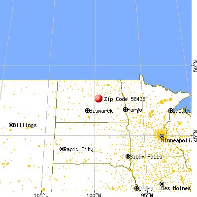 Fessenden, ND (58438) map from a distance