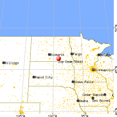 Fredonia, ND (58440) map from a distance