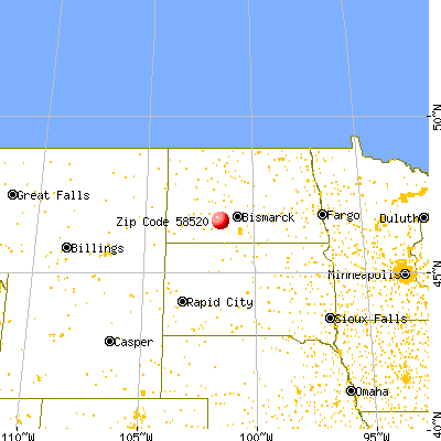 Almont, ND (58520) map from a distance