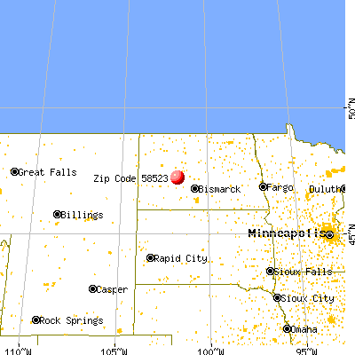 Beulah, ND (58523) map from a distance