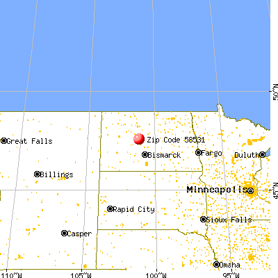 Riverdale, ND (58531) map from a distance