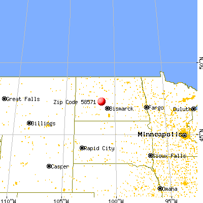 Stanton, ND (58571) map from a distance